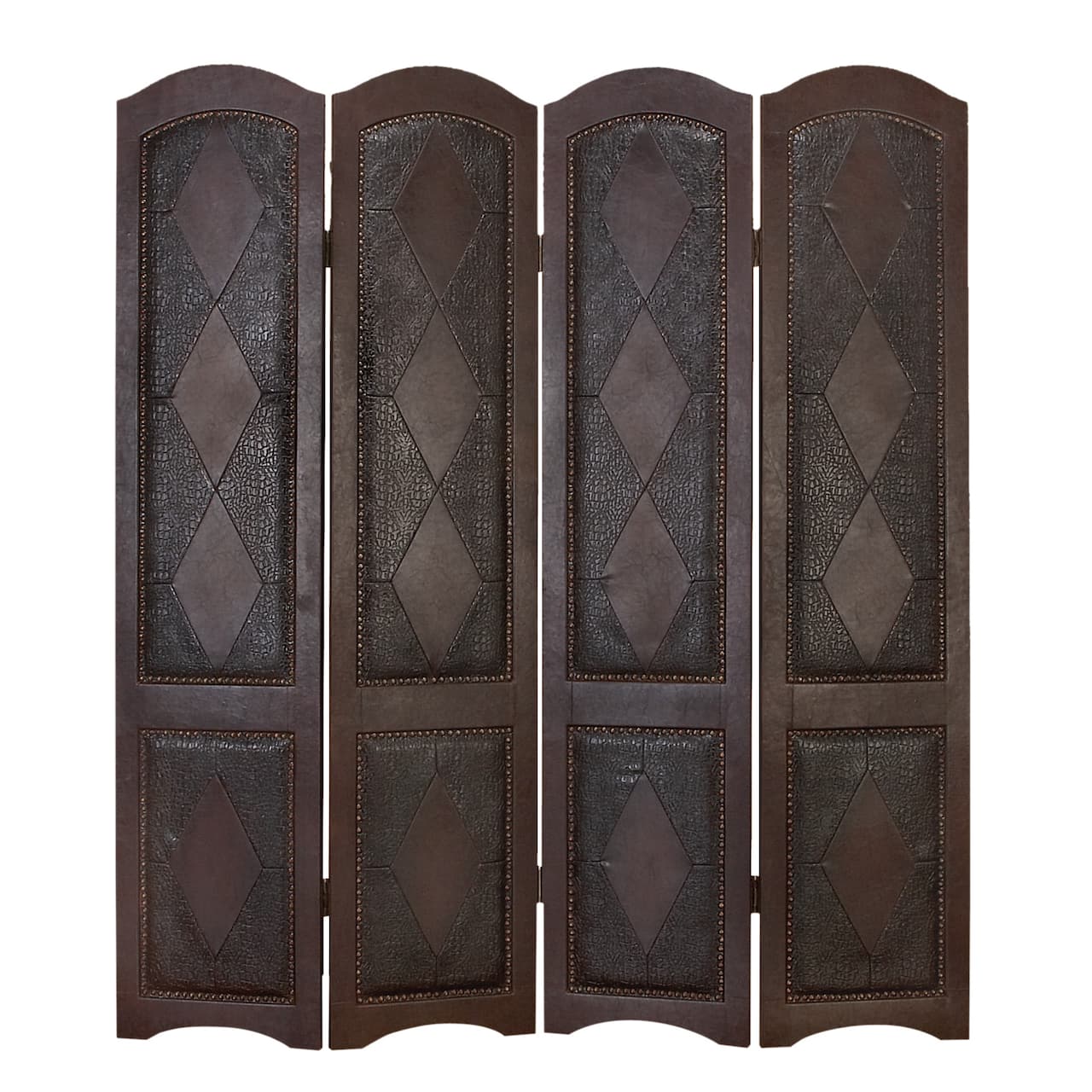 Dark Brown Wood Traditional Room Divider Screen, 71" x 64" x 1"